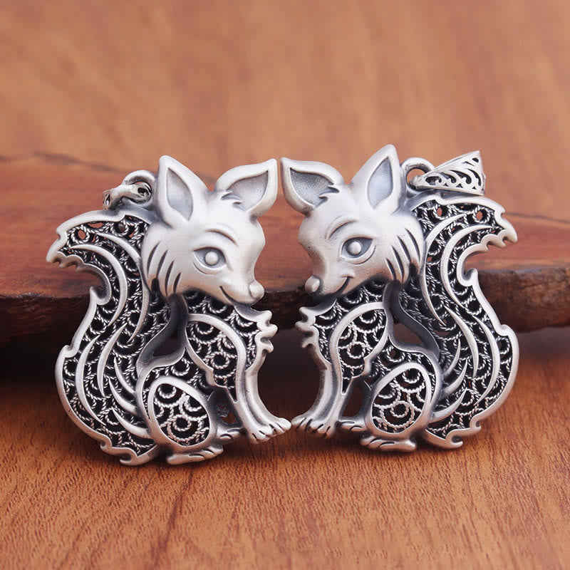 999 Sterling Silver Fox Pattern Spiritual Blessing Necklace