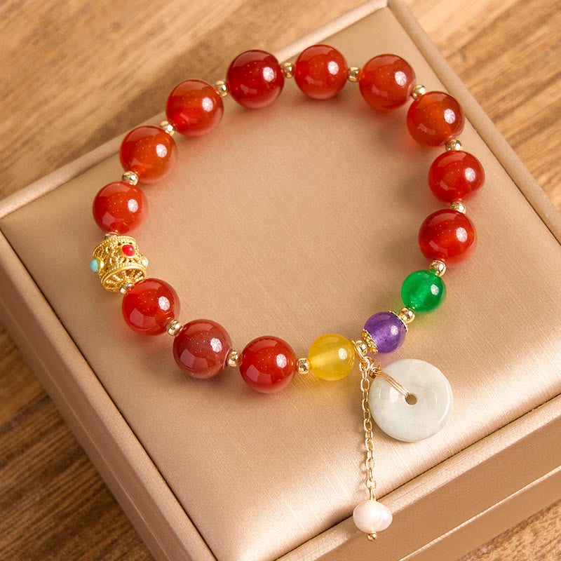Jade Red Agate Peace Buckle Confidence Bracelet