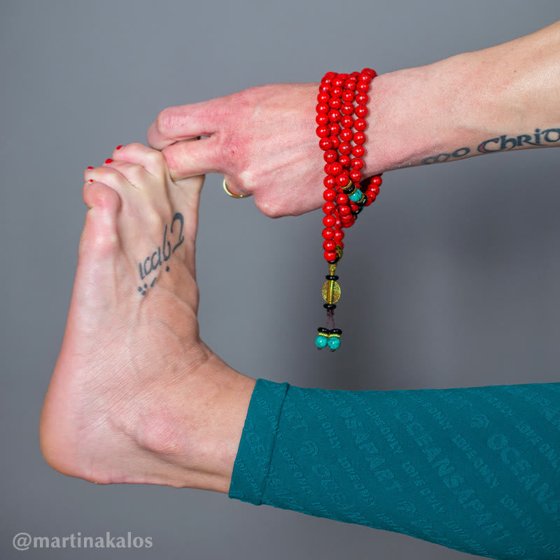 8mm Red Turquoise Lucky Mala Necklace Bracelet