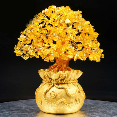 Natural Citrine Money Tree Feng Shui Decor for Prosperity