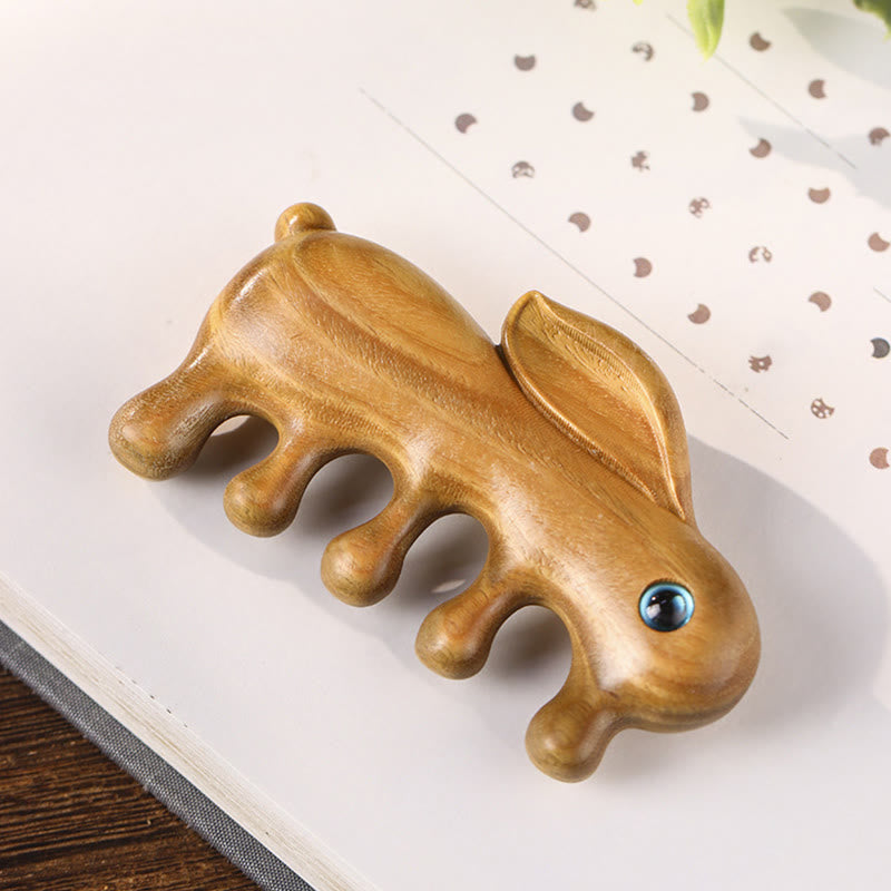 Relaxation Massage Comb | Small Leaf Red & Green Sandalwood