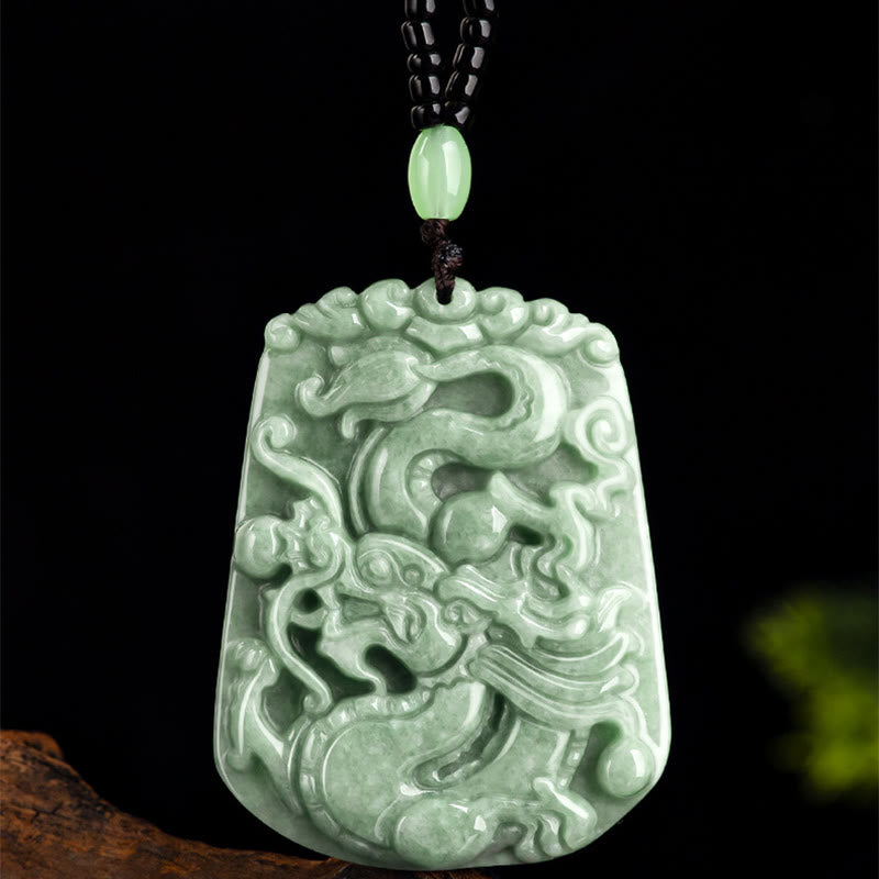 Chinese Zodiac Dragon Jade Protection Necklace Pendant