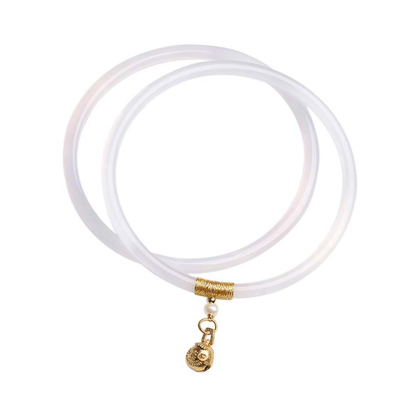 Cyan and White Jade Success Bracelet 58mm