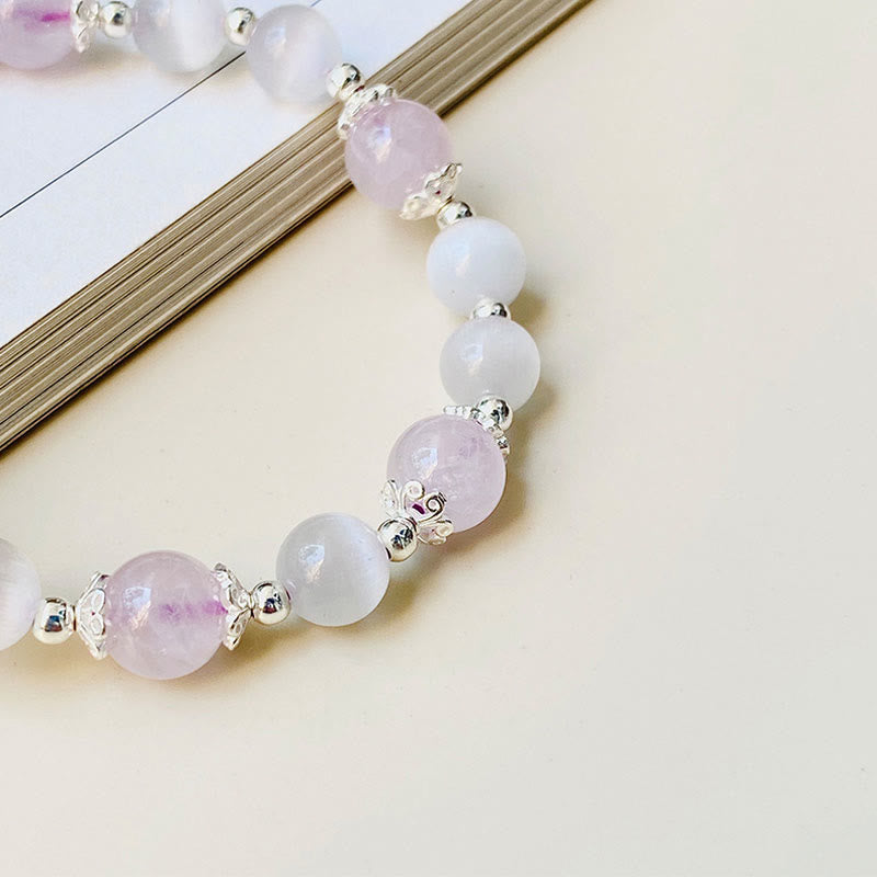 925 Sterling Silver Amethyst Cat's Eye Spiritual Awareness Bracelet