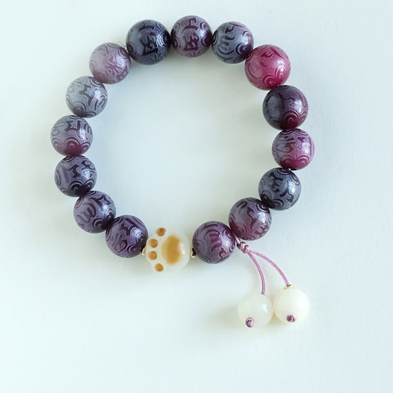 Om Mani Padme Hum Bodhi Seed Carved Bracelet 12mm Beads