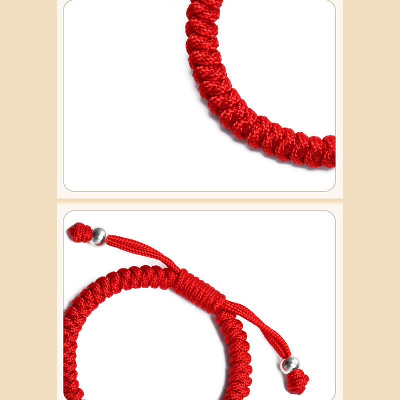 925 Sterling Silver Chinese Lock Charm Red String Kid's Protection Bracelet