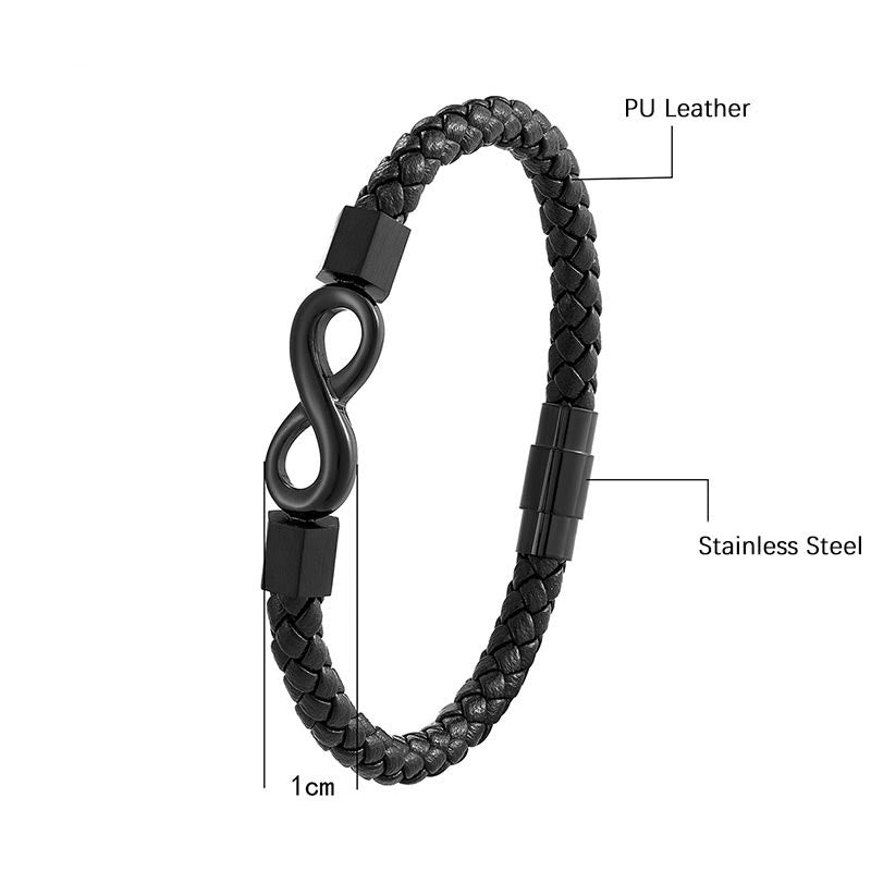 Endless Knot Titanium Steel Leather Spiritual Balance Bracelet