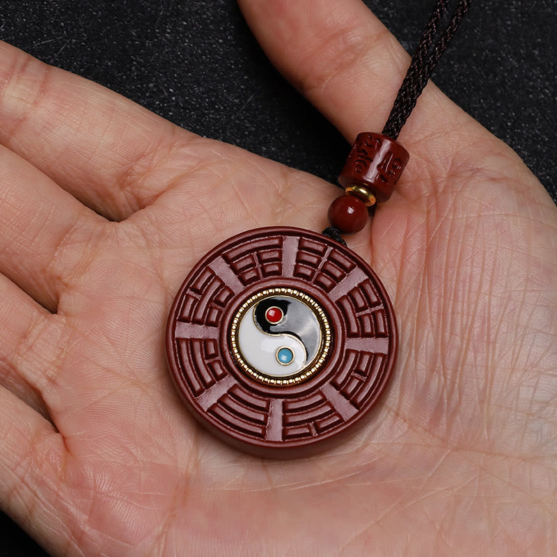 Natural Cinnabar Yin Yang Pendant for Protection & Balance