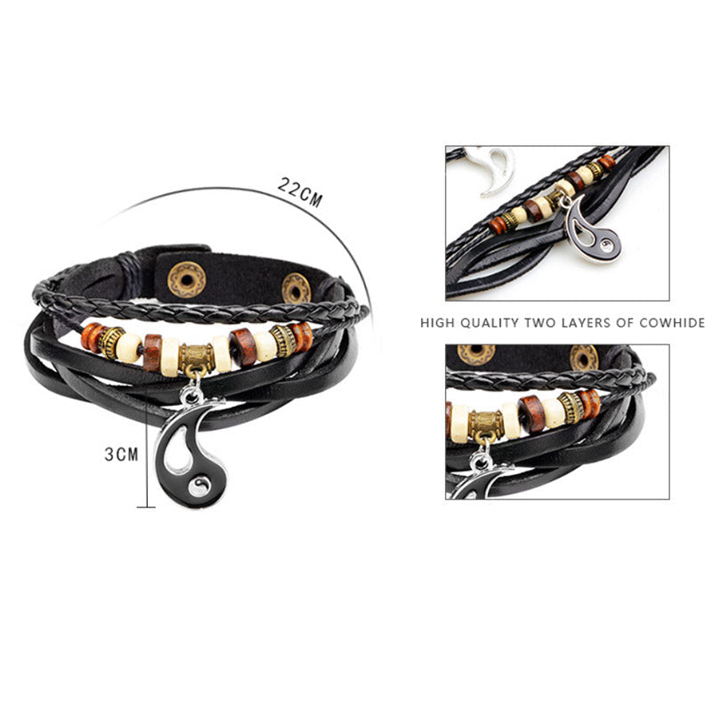 Unisex Copper Yin Yang Balance Bracelet for Couples