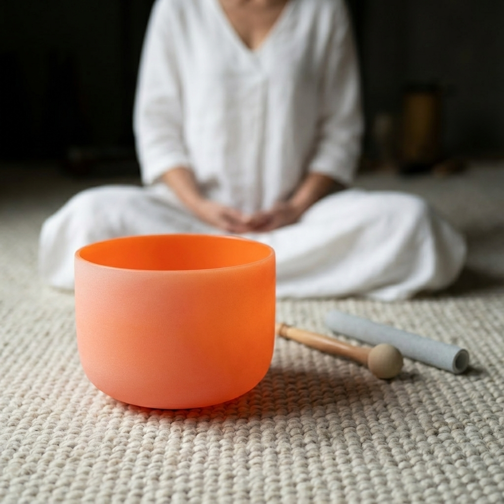 Orange D Note Navel Chakra Crystal Singing Bowl