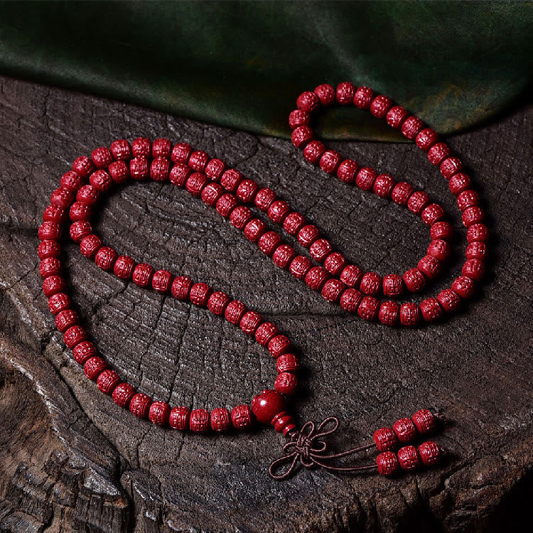 Cinnabar 108 Mala Beads Meditation Blessing Bracelet