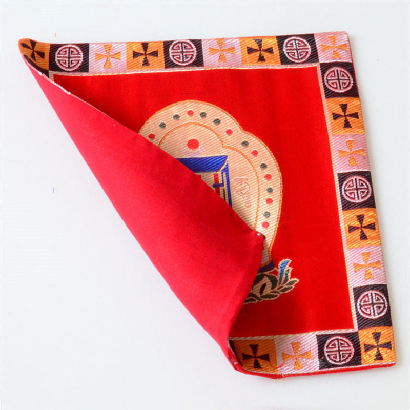 Cotton Prayer Altar Mat 21cm | Man-Bcu Kalachakra Symbol