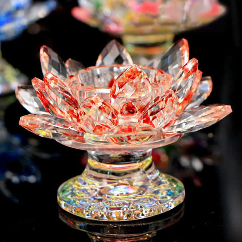 Lotus Flower Crystal Candle Holder | Spiritual Home Accent