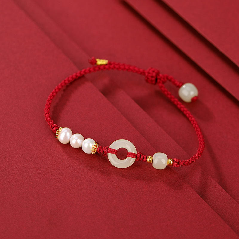 925 Sterling Silver Gold Plated Hetian Jade Peace Buckle Bracelet