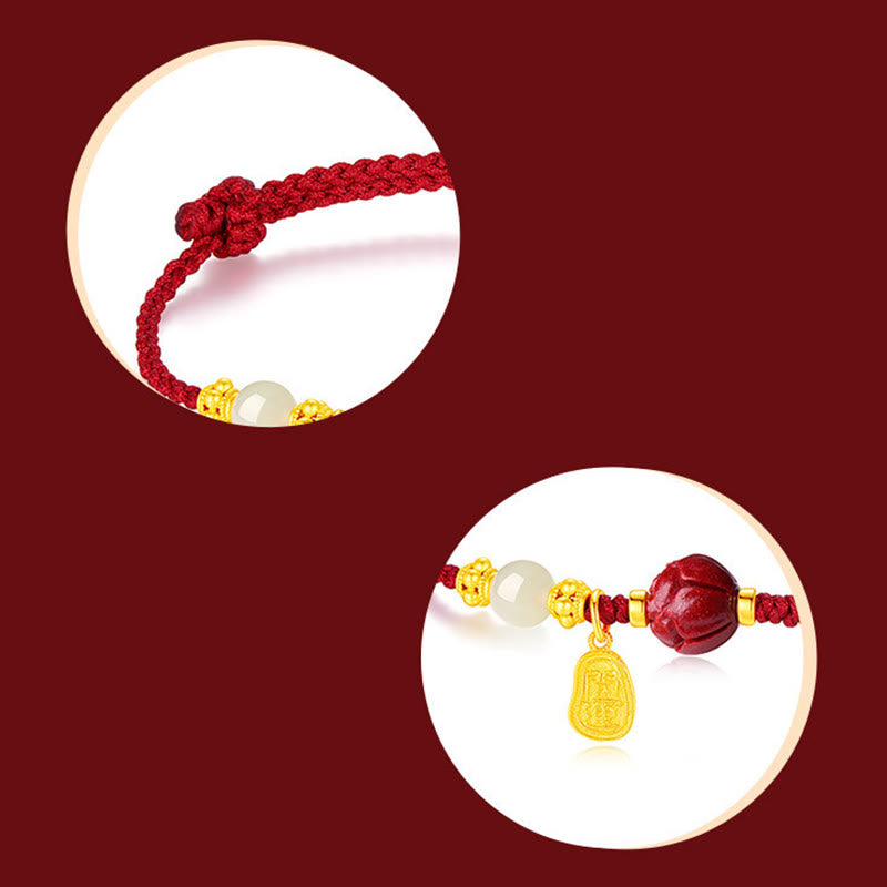 Lotus Bracelet with Hetian White Jade & 24K Gold Luxury