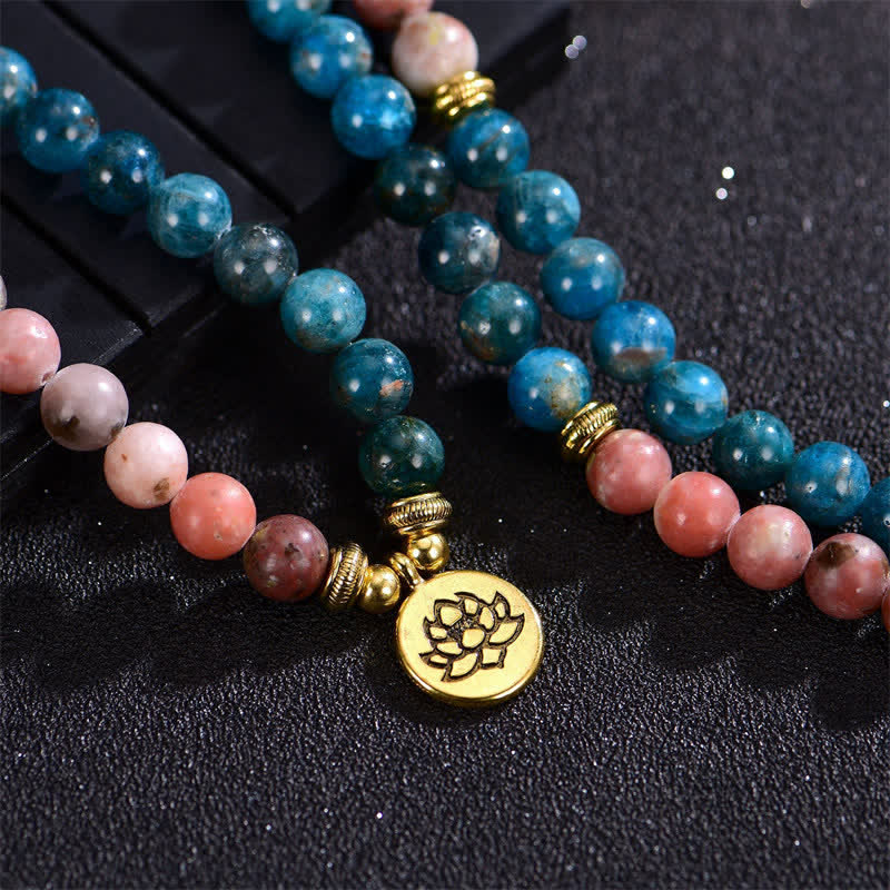 8mm Lotus Lotus Bracelet with Lazurite and Picasso Jasper for Balance