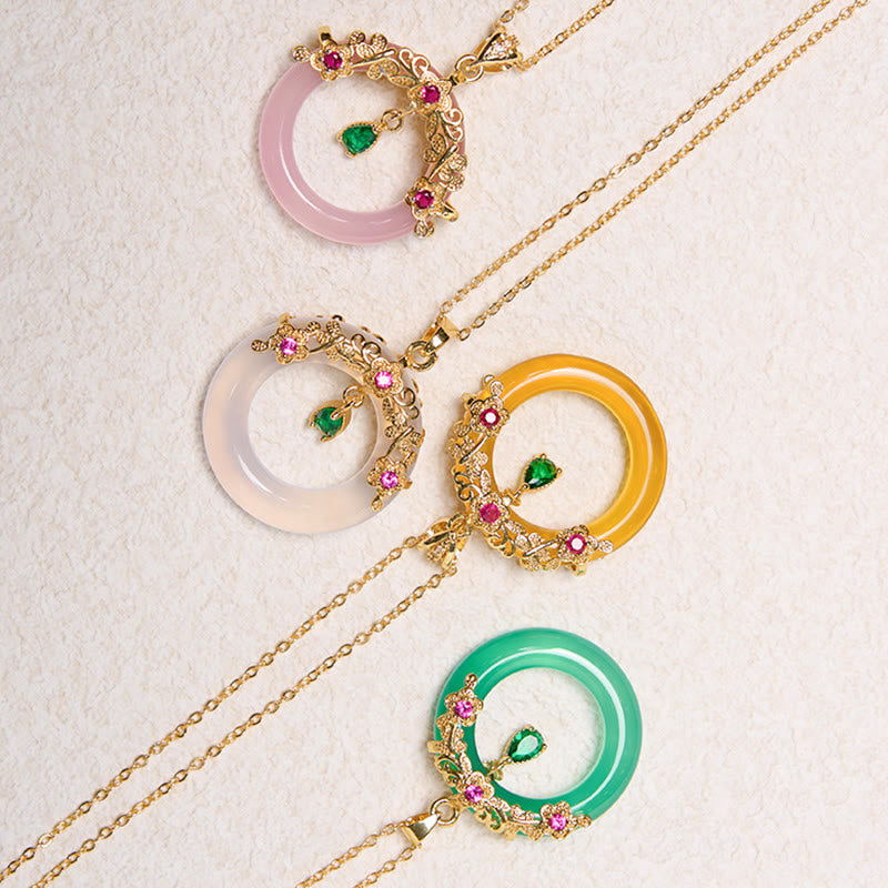 Green Chalcedony Peace Buckle Strength Necklace