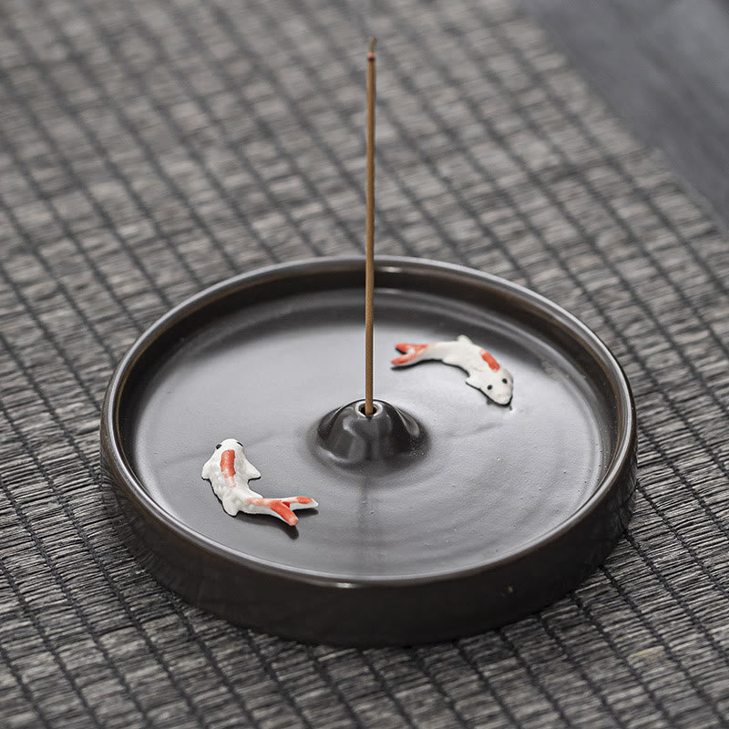 Ceramic Koi Fish Incense Burner for Spiritual Healing Meditation