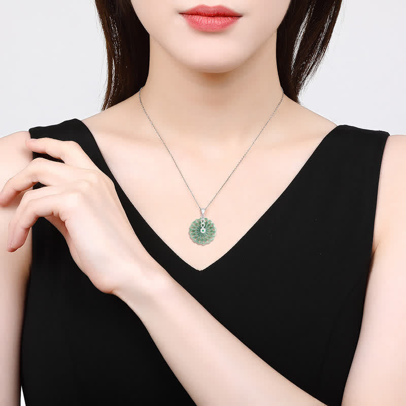 925 Sterling Silver Jade Necklace for Abundance and Peace