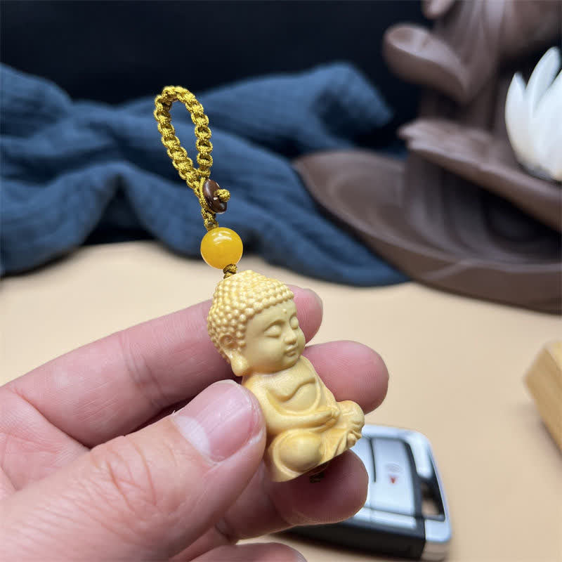 Tathagata Buddha Serenity Boxwood Spiritual Keychain