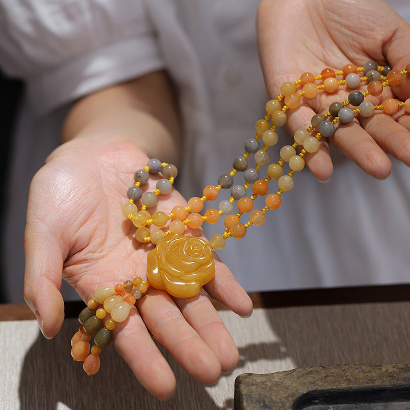Golden Silk Jade Pendant Necklace | Wealth & Luck Charm