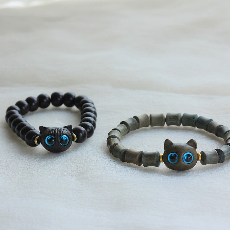 Ebony Wood & Green Sandalwood Peace Bracelet for Balance and Calm