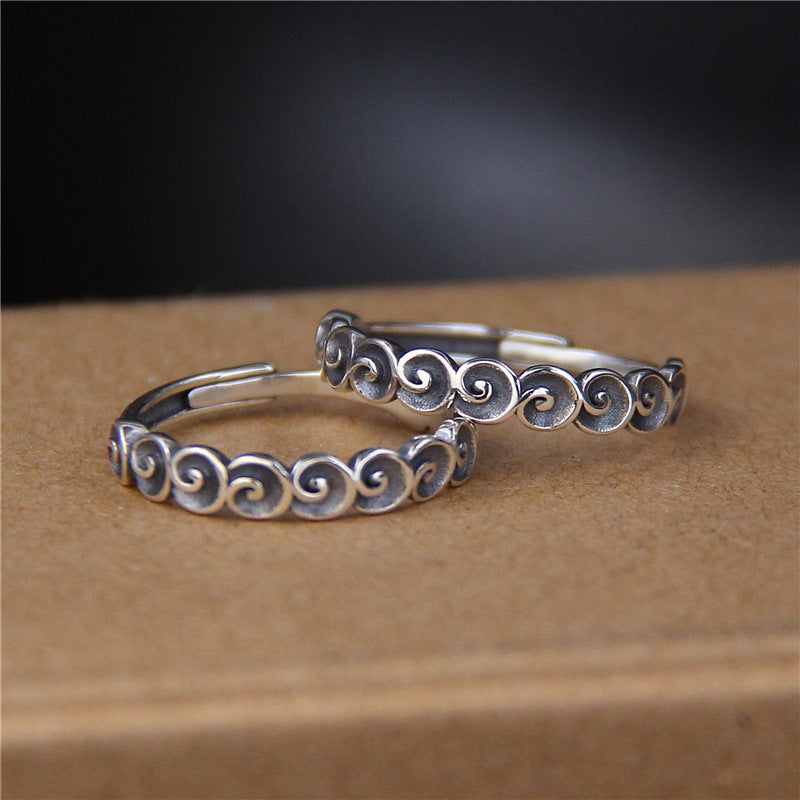 925 Sterling Silver Auspicious Clouds Spiritual Protection Ring