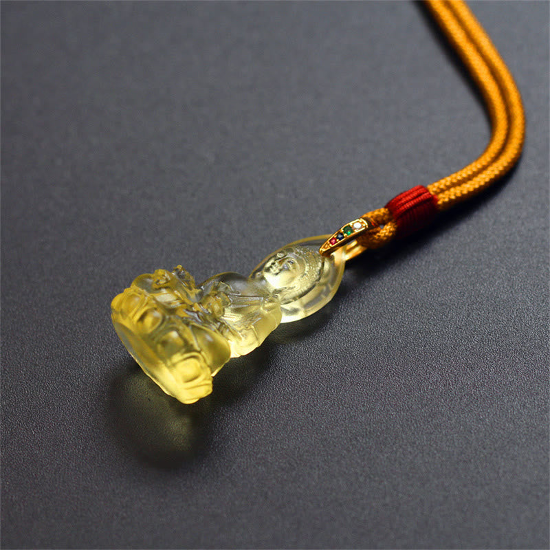 Liuli Crystal Buddha Necklace | Medicine Buddha Amulet | Healing