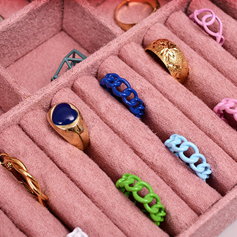 Two-Layer Flannel Jewelry Box with Lock for Zen Decor