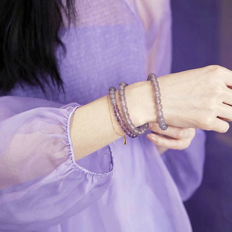 Amethyst Meditation Bracelet Natural Crystal Healing 15.5cm