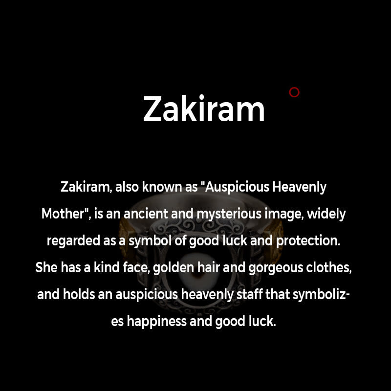 Sterling Silver Zakiram Goddess Wealth Dzi Bead Ring