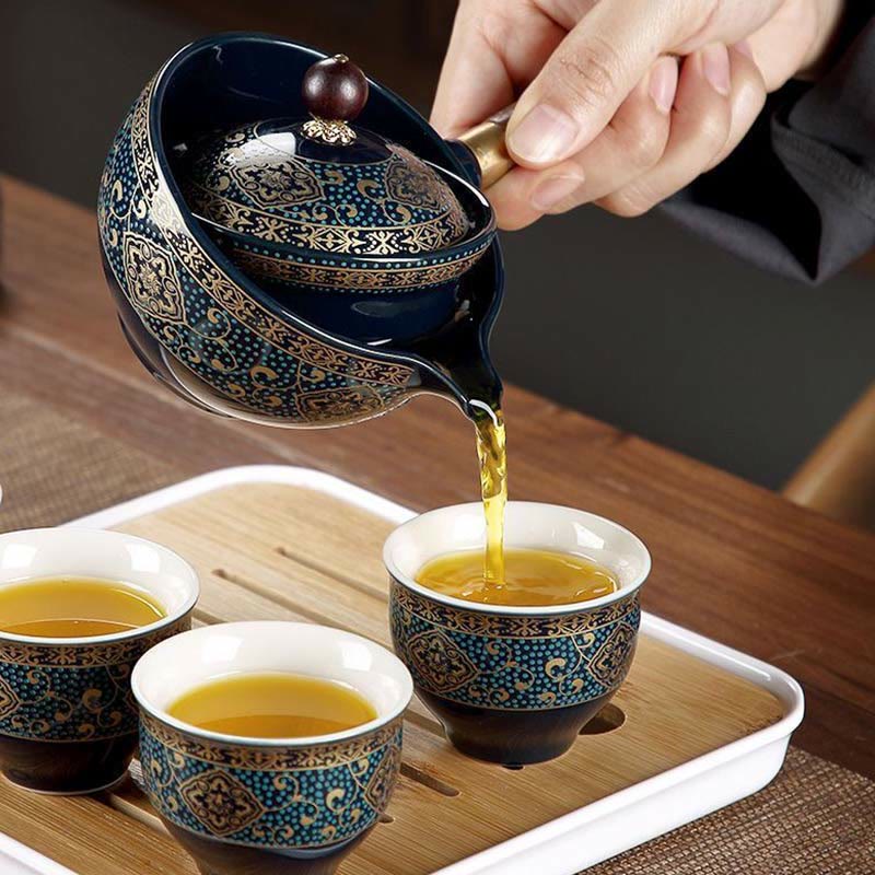 Ceramic Chinese Gongfu Teapot Set with Portable Gift Bag
