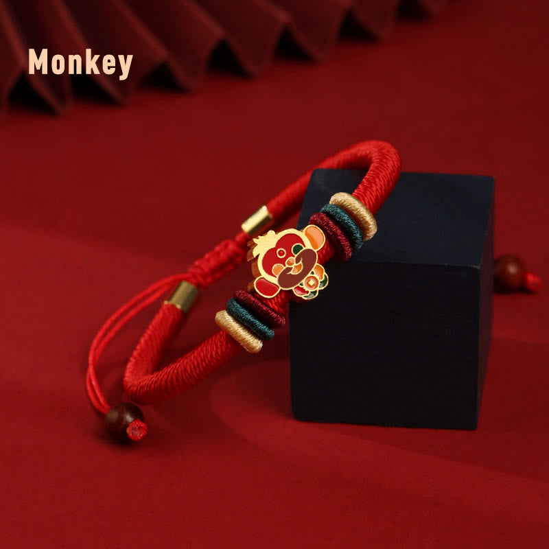925 Sterling Silver Chinese Zodiac Red Bracelet for Luck