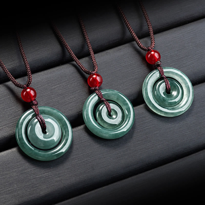 Green Jade Double Peace Buckle Necklace for Abundance