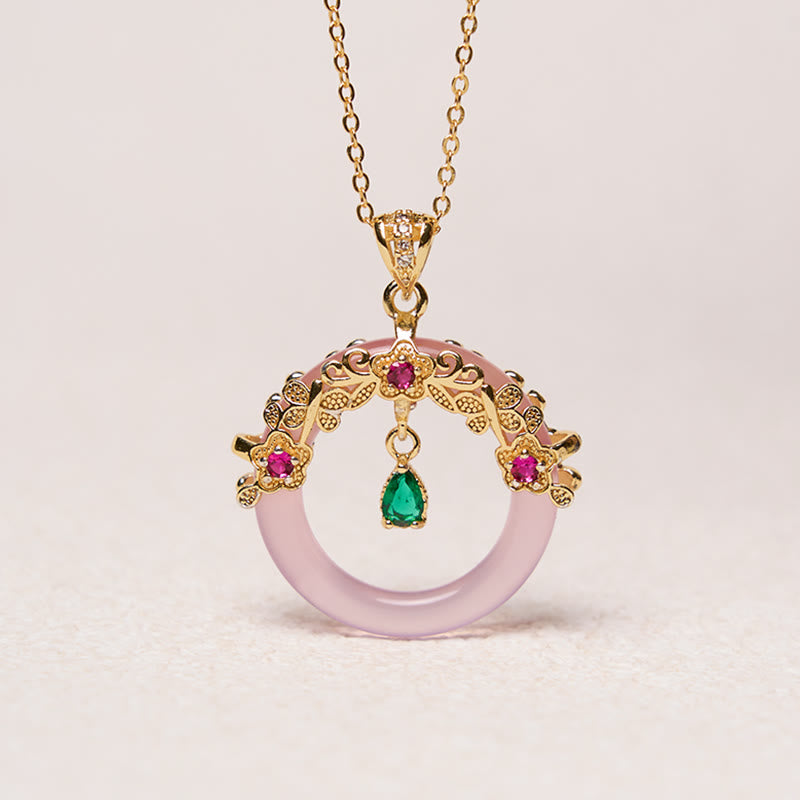 Green Chalcedony Peace Buckle Strength Necklace