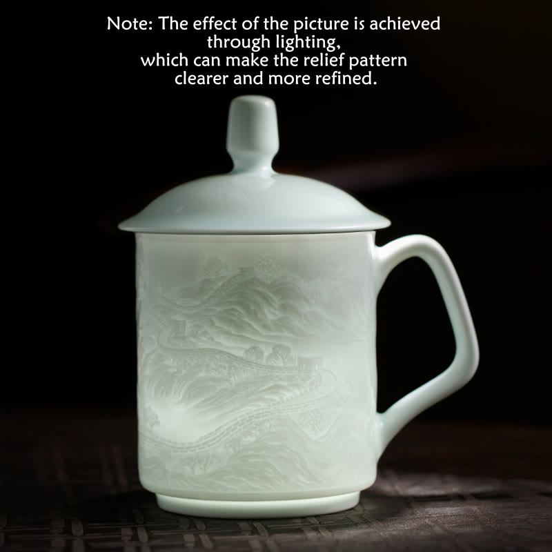 Great Wall Jingdezhen Porcelain Teacup 400ml Office Mug