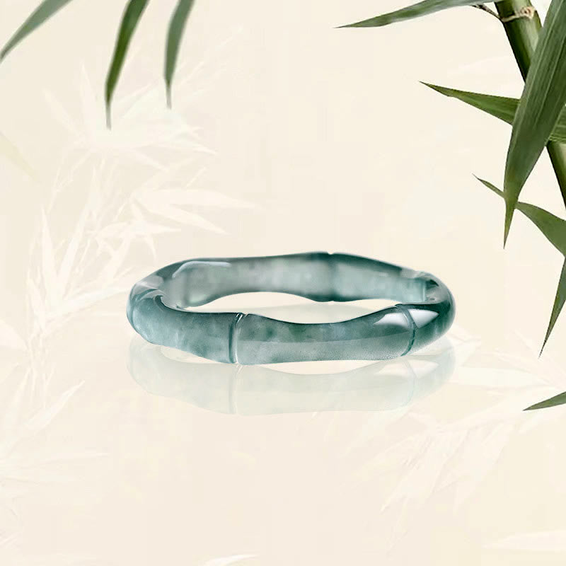 Natural Jade Prosperity Ring | Bamboo Design, 15-20mm