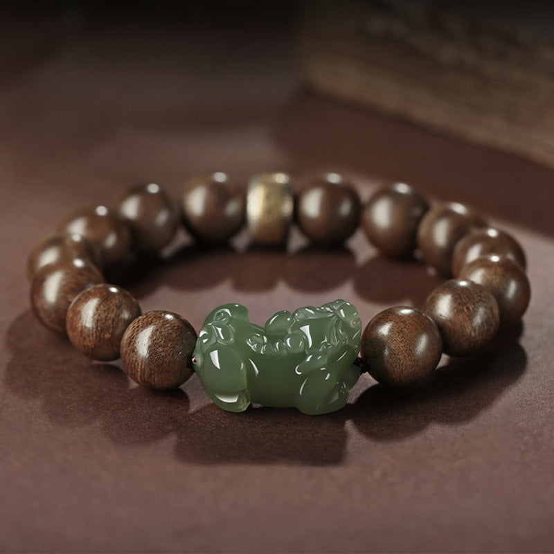 12mm Jade Pi Xiu Agarwood Strength Bracelet