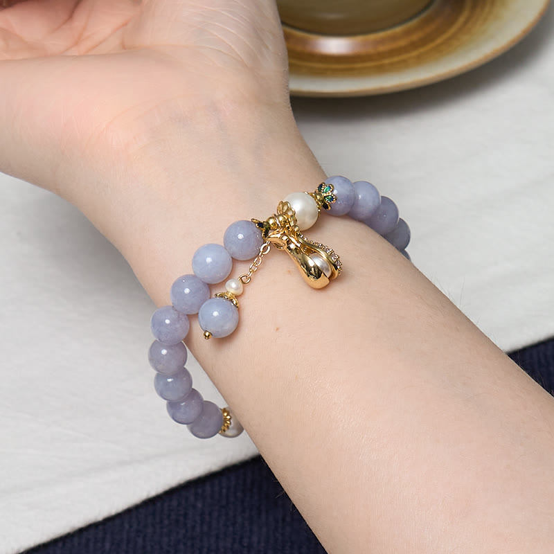 Inner Peace Jade & Aquamarine Bracelet Bangle Bundle 56-57mm