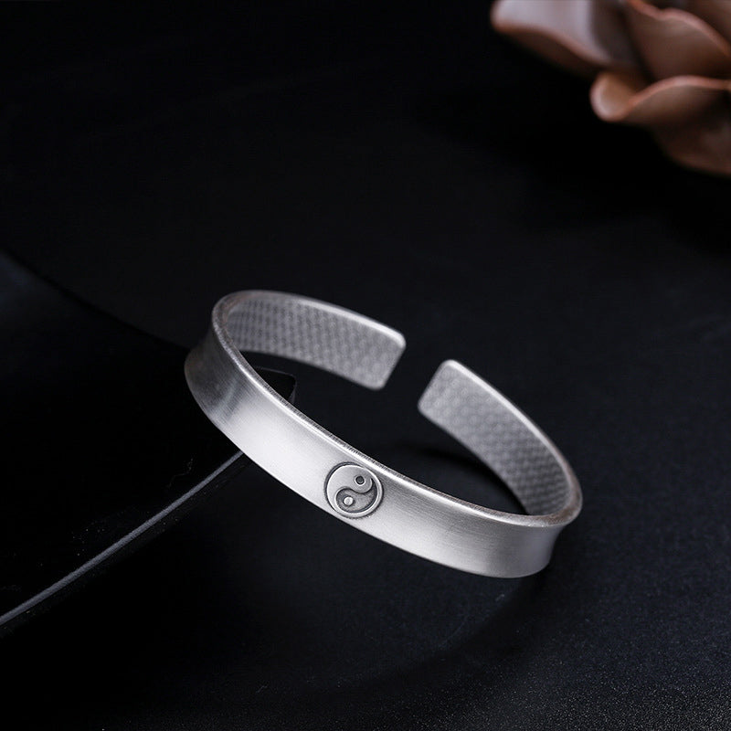 999 Sterling Silver Yin Yang Auspicious Clouds Bracelet