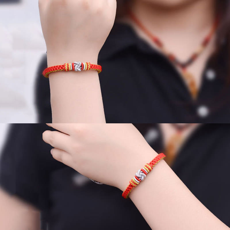Handmade Red String True Love Knot Bracelet for Luck
