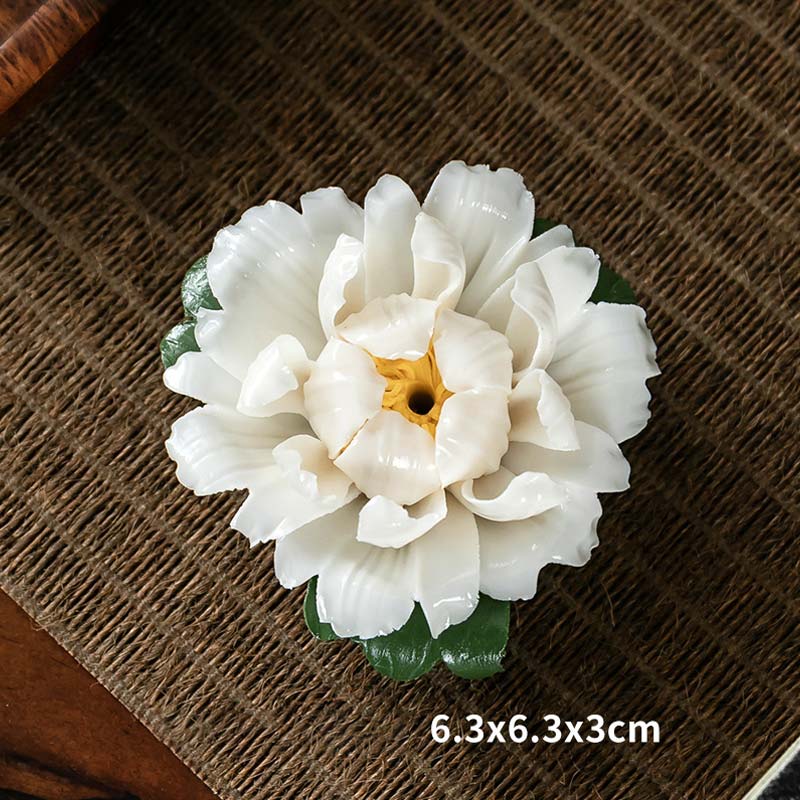 Tibetan Lotus Blessing Ceramic Stick Incense Holder
