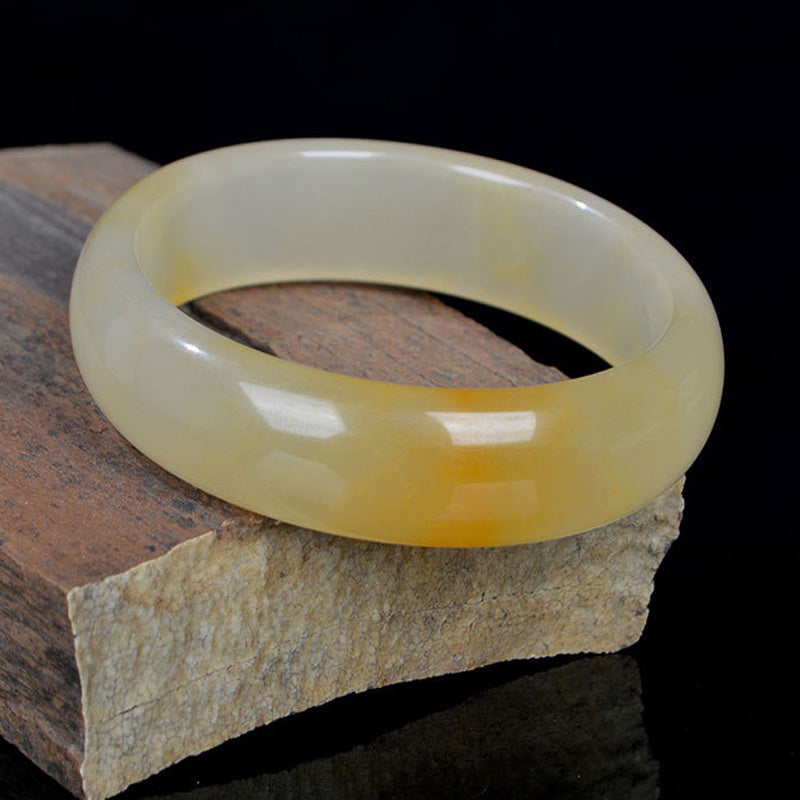 Golden Silk Jade Bracelet Bangle 56mm for Luck & Wealth
