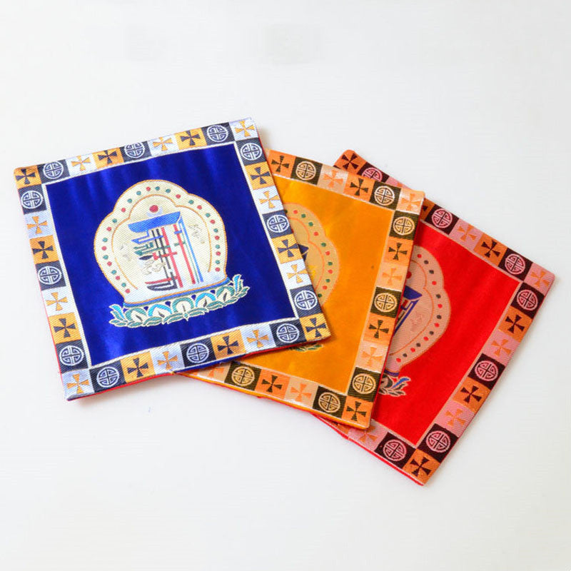 Cotton Prayer Altar Mat 21cm | Man-Bcu Kalachakra Symbol