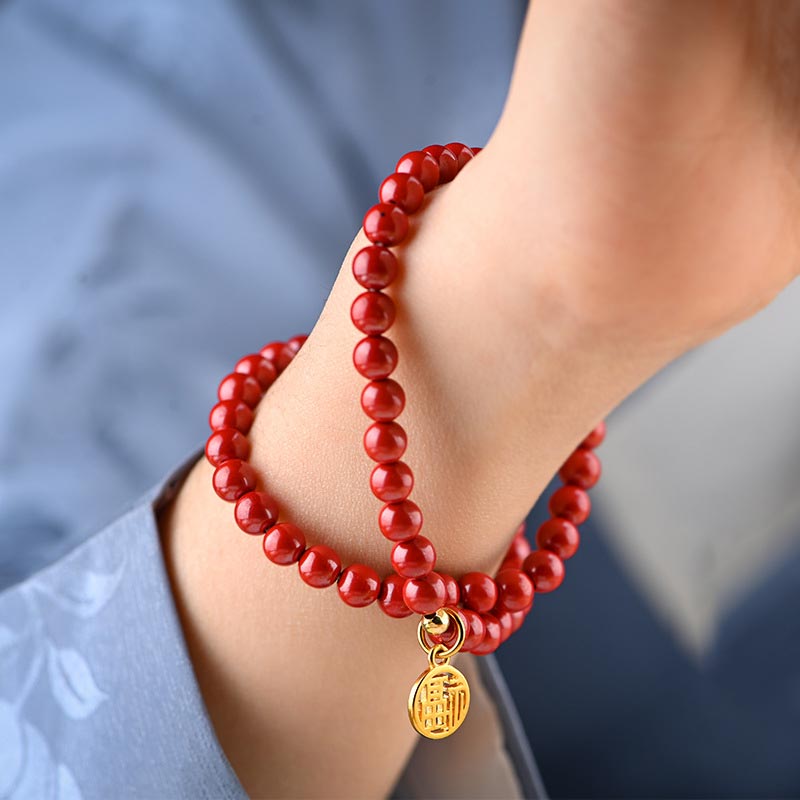 6mm Cinnabar Green Aventurine Luck Bracelet Unisex