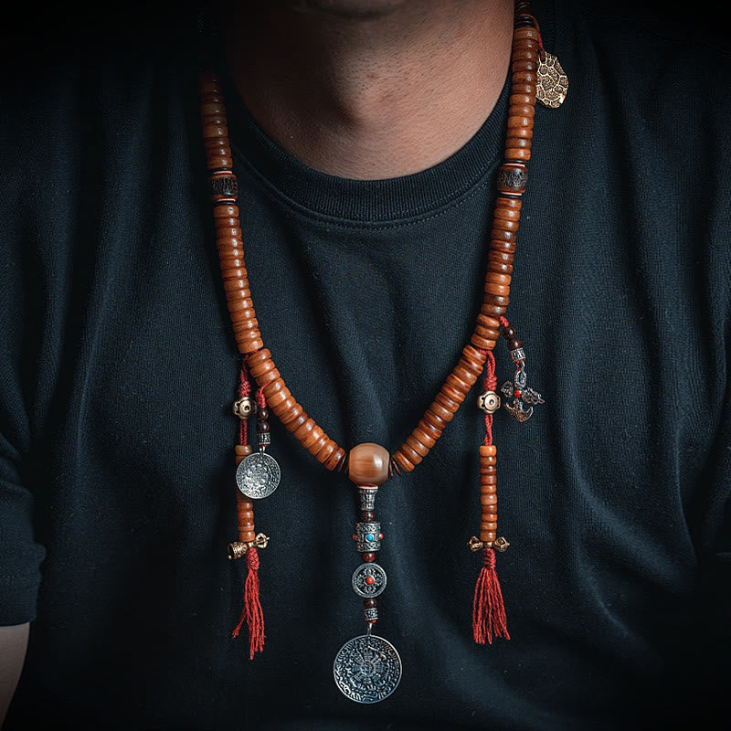 Tibetan Yak Bone 108-Bead Strength Mala Bracelet