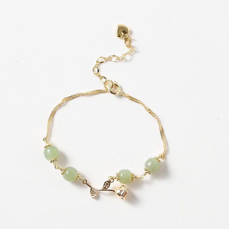 Hetian Jade 14K Gold Plated Luck Chain Bracelet