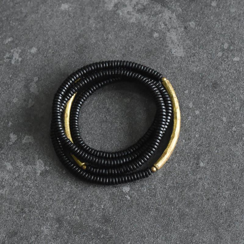 Ebony Wood Copper Multilayered Bracelet for Balance and Calm