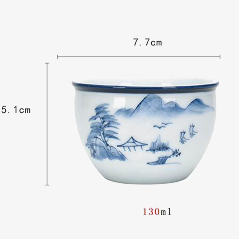 Ceramic Zen Meditation Teacup 130ml Koi Fish Lotus