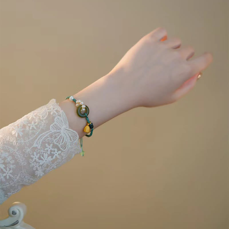 Hetian Jade Peace Buckle Serenity Bracelet for Luck
